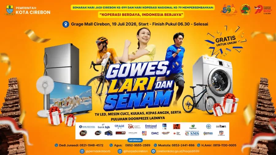 Gowes, Lari, dan Senam bersama di Grage Mall Cirebon.