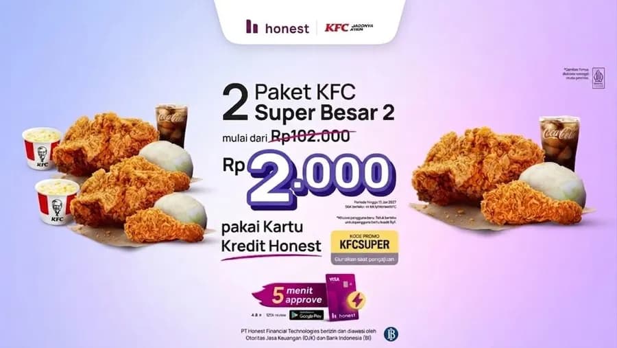 MAKAN 2 PAKET KFC SUPER BESAR CUMA 2 RIBU!